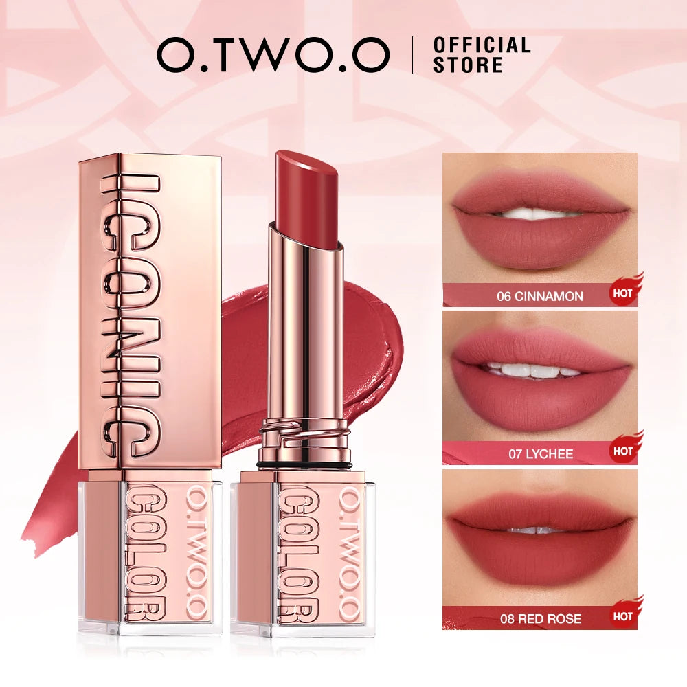O.TWO.O Iconic Color Satin Lipstick | Long-Lasting Hydrating Tinted Lip Balm & Moisture Lipcare
