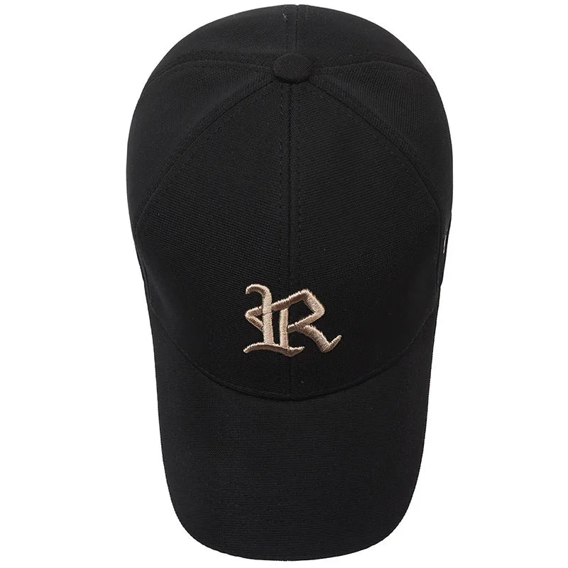 Gothic Letter R Embroidered Baseball Cap – Sport Luxe Curved Brim Hat
