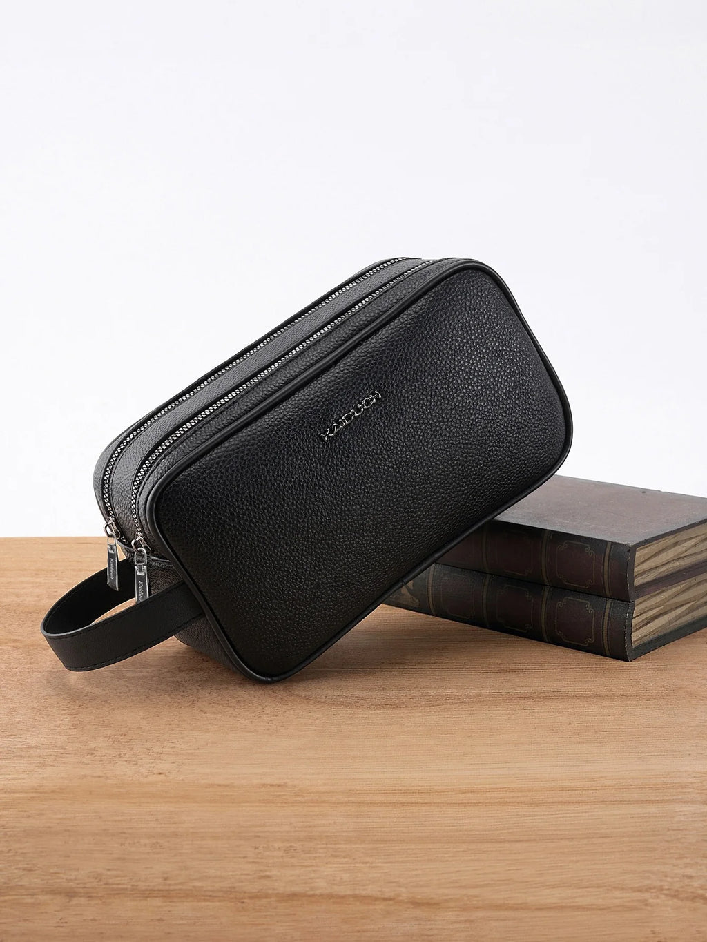 Kaiduch Premium Dual-Zip Leather Toiletry & Clutch Bag
