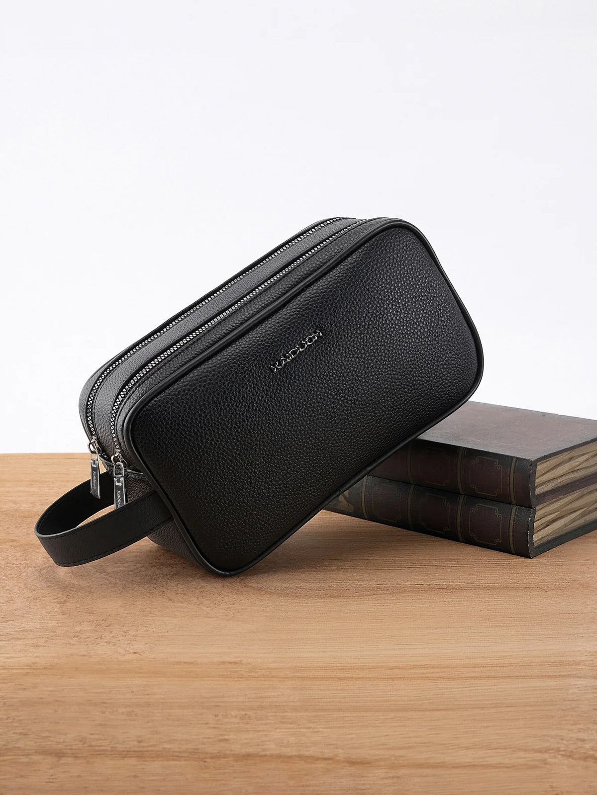 Kaiduch Premium Dual-Zip Leather Toiletry & Clutch Bag