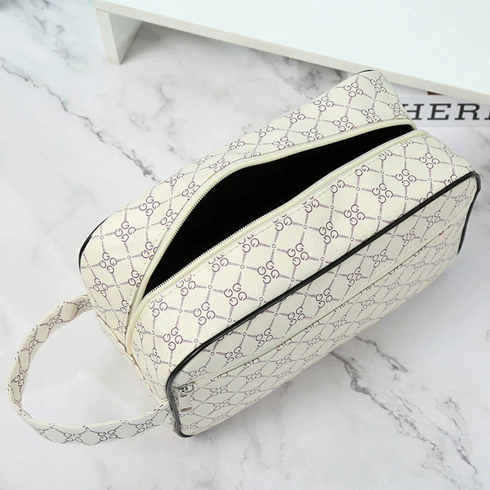 Luxury Geometric Monogram Travel Toiletry & Cosmetic Bag