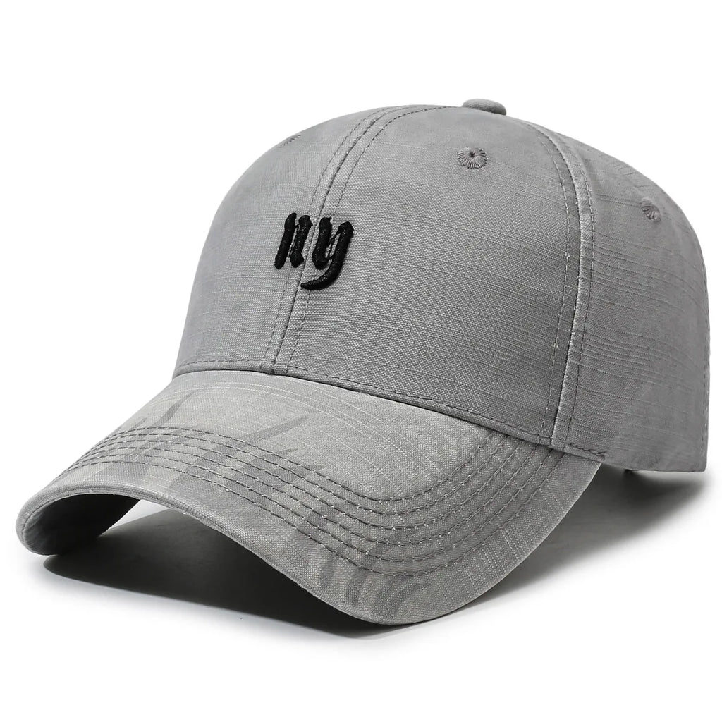 Vintage Washed Cotton Baseball Cap – Unisex Distressed Embroidered Streetwear Dad Hat