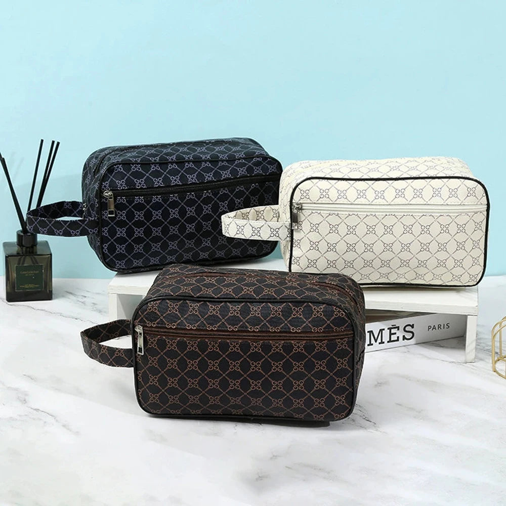 Luxury Geometric Monogram Travel Toiletry & Cosmetic Bag