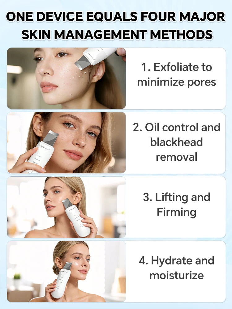 Ultrasonic Skin Scrubber – Pore Cleanser, Blackhead Remover & Facial Lifting Spatula