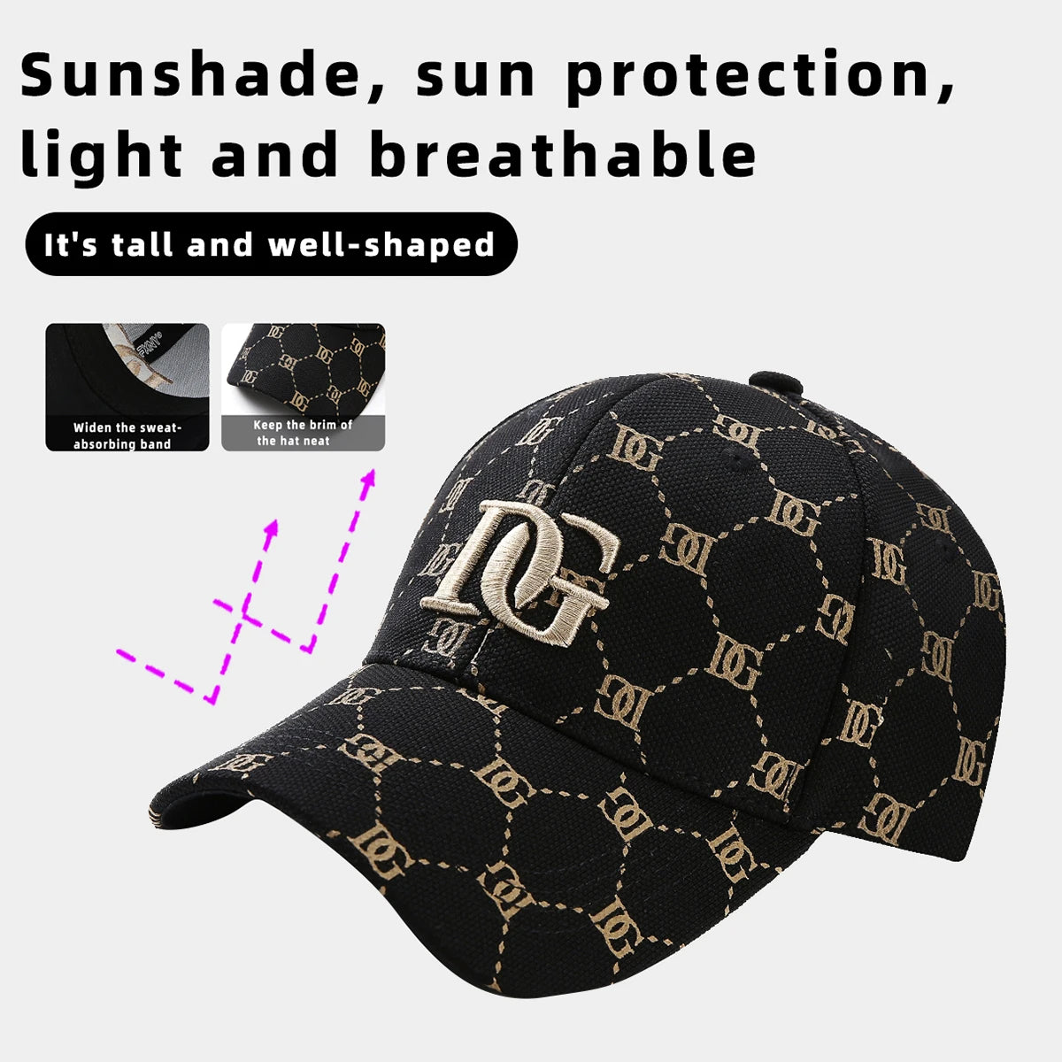 Luxury Monogram Jacquard Baseball Cap – 3D Embroidered Initial Sun Hat