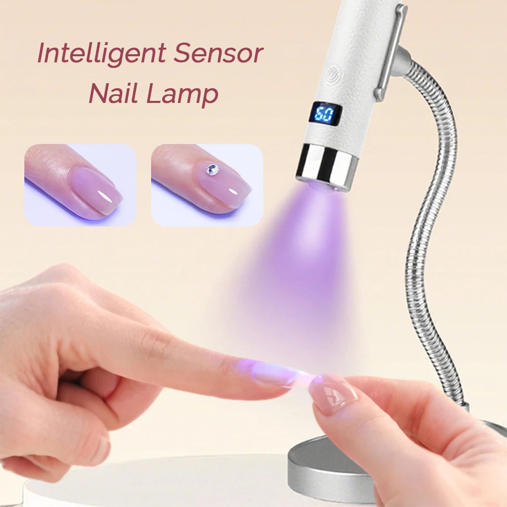 2-in-1 Handheld & Gooseneck Desktop Rechargeable Intelligent UV/LED Nail Lamp – 800mAh Battery, Smart Sensor, Digital Timer