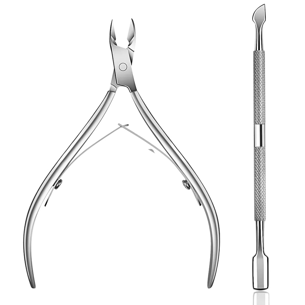 Professional Stainless Steel Cuticle Nipper & Pusher Set