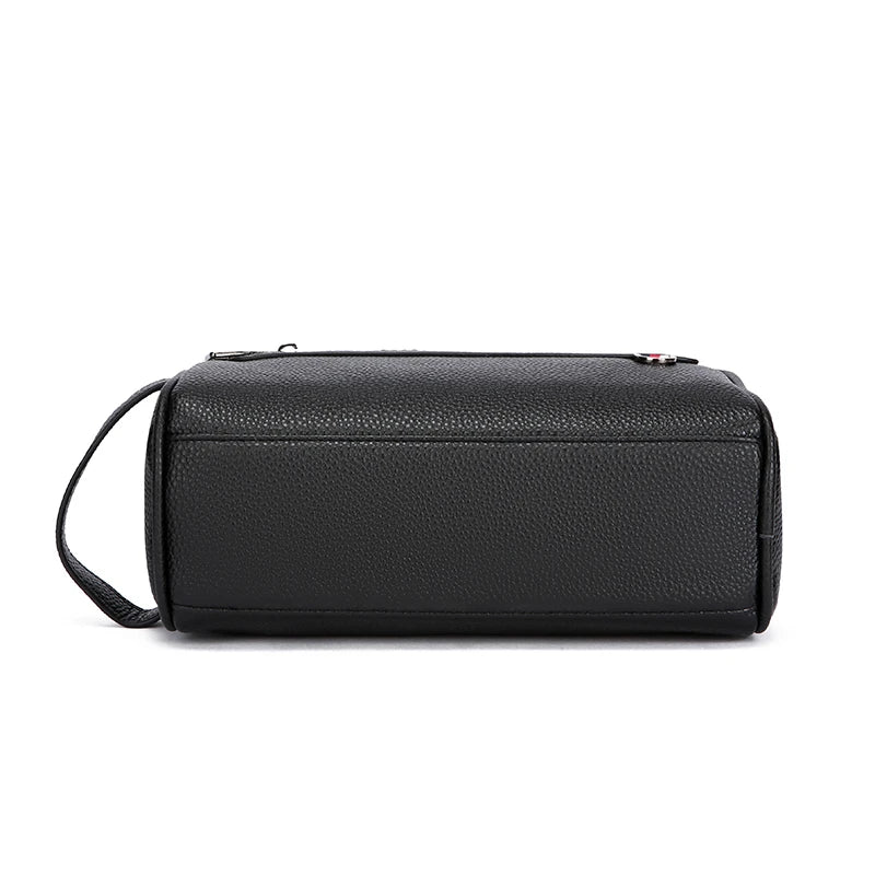 Men’s Pebbled Leather Toiletry Wash Bag – Compact Dopp Kit & Travel Shaving Clutch Organizer