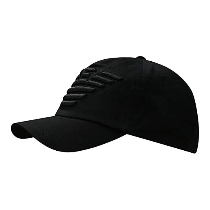 Stealth Black 3D Embossed Eagle Baseball Cap – Minimalist Unisex Curved Brim Hat