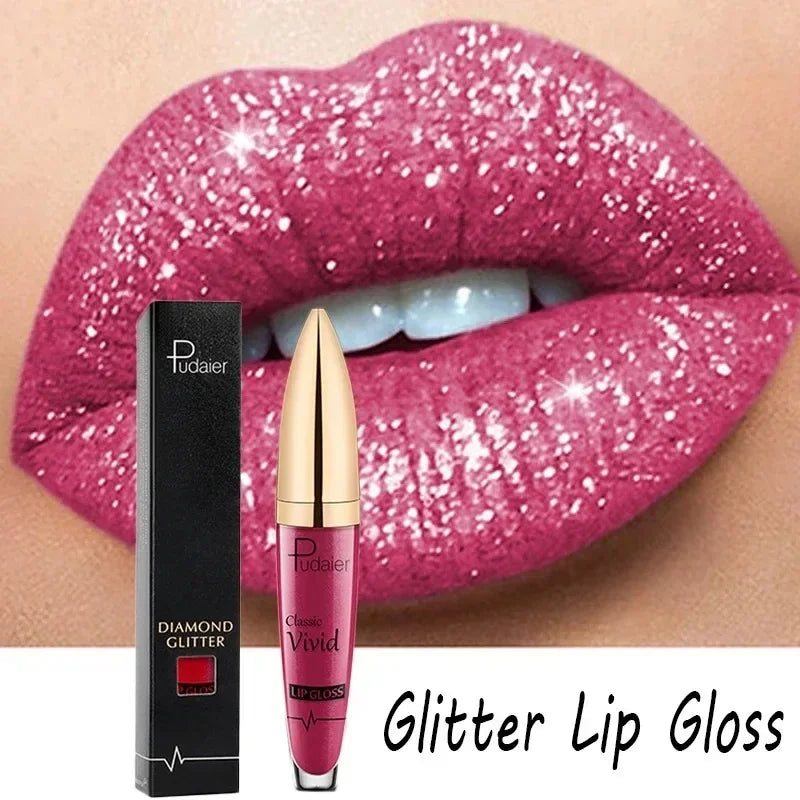 Pudaier Glitter Flip Transforming Liquid Lipstick – Matte to Diamond Shimmer Longwear Lip Gloss