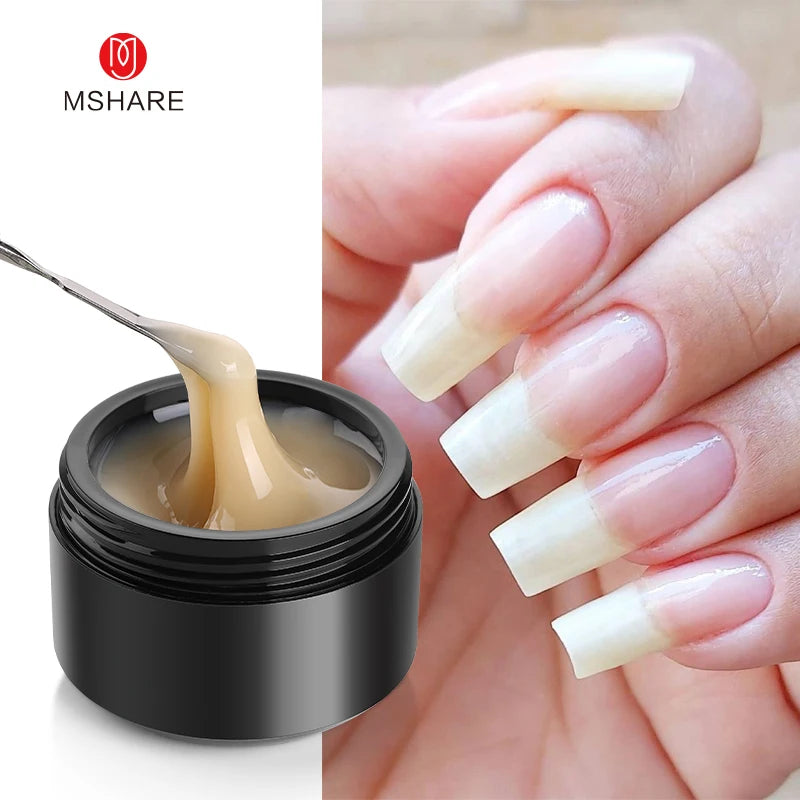 MSHARE Self-Leveling Builder Gel in a Jar – Medium Density Extension Gel for Nail Strengthening