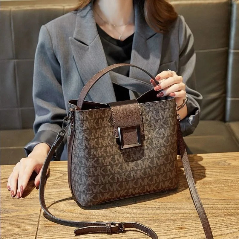 Vintage Monogram Bucket Bag – Elegant Crossbody & Top-Handle Shoulder Bag