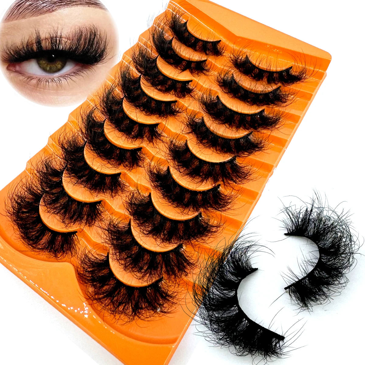 AMSDEN® 10 Pairs Dramatic Volume Faux Mink Eyelashes - Fluffy & Wispy False Lashes Bulk Pack