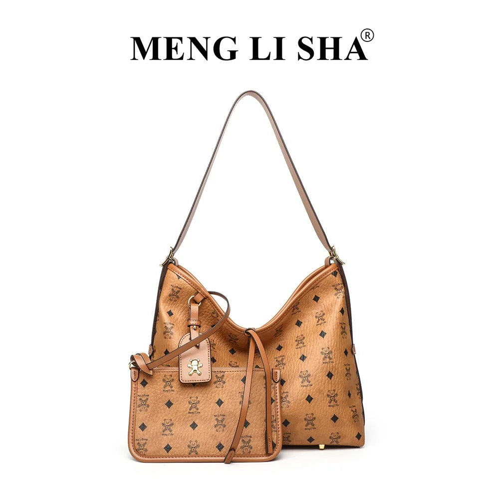 Monogram Slouchy Hobo Shoulder Bag with Matching Zipper Pouch (2-Piece Set)