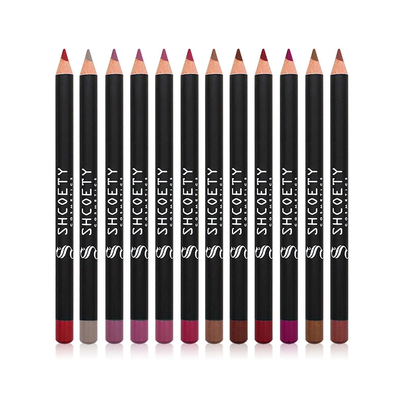 SHCOETY 12-Piece Matte Lip Liner Pencil Set – Creamy, Long-Lasting Waterproof Lip Defining Kit