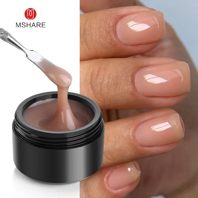 MSHARE Self-Leveling Builder Gel in a Jar – Medium Density Extension Gel for Nail Strengthening