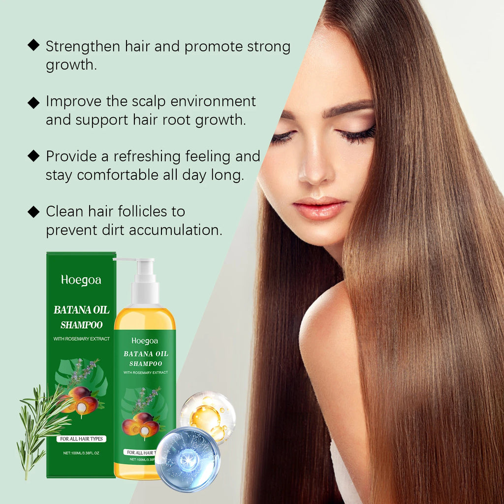 Hoegoa Batana Oil & Rosemary Hair Growth Shampoo (100ml) – Deep Hydration, Anti-Frizz & Root Strengthening Cleanser