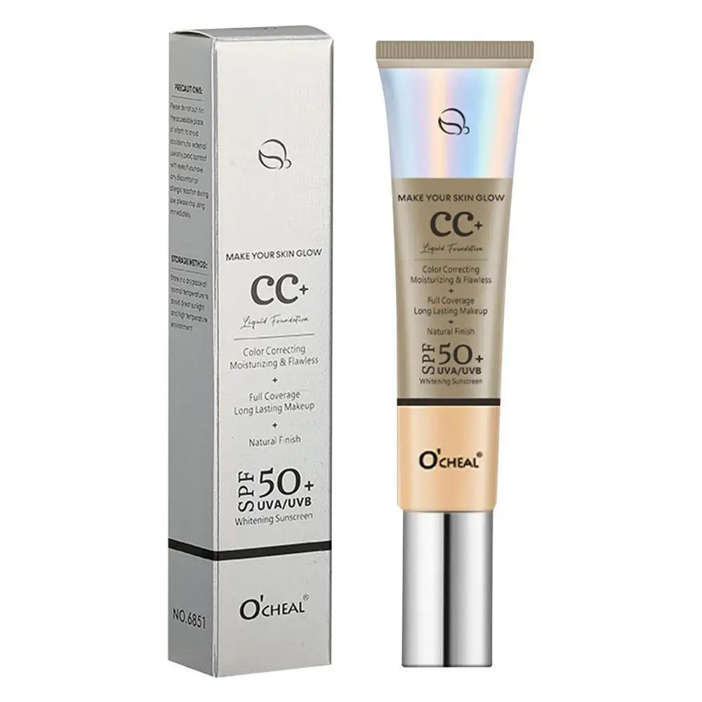 O'CHEAL CC+ Cream SPF50+ Full Coverage Liquid Foundation – 3-in-1 Color Correcting Sunscreen, Concealer & Hydrating Makeup Base