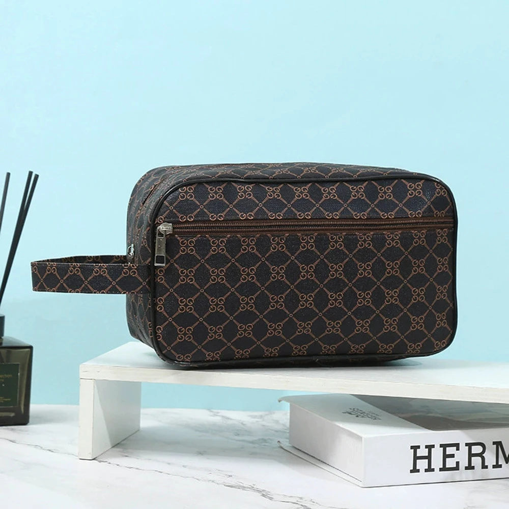 Luxury Geometric Monogram Travel Toiletry & Cosmetic Bag