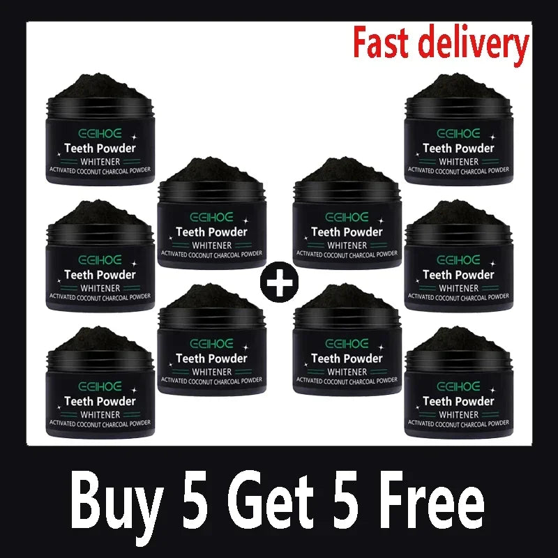 EEHOE™ Activated Coconut Charcoal Teeth Whitening Powder – Natural Stain Removal & Fresh Breath (30g)