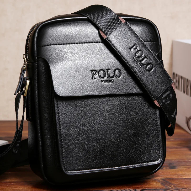 Men's Vertical Leather Crossbody Bag – Compact Messenger Shoulder Bag for Travel & Everyday Carry