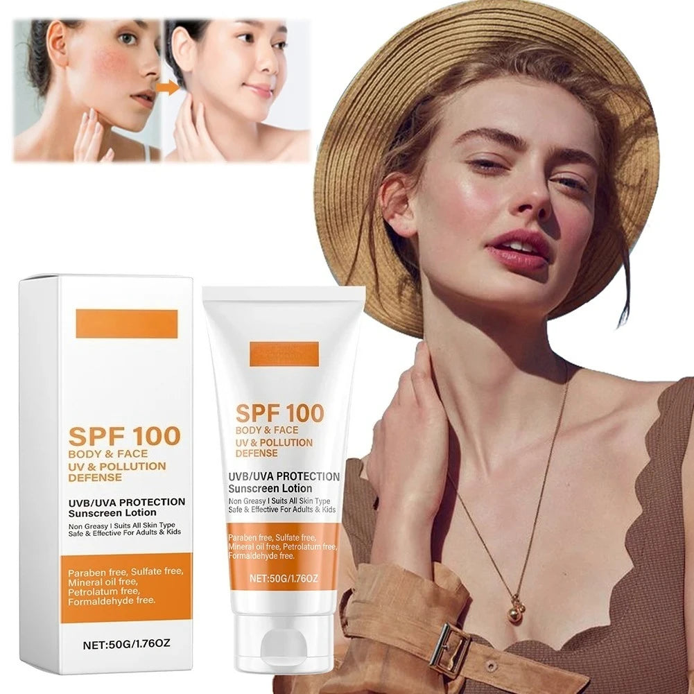 SPF 100 Maximum Protection Sunscreen Lotion – Face & Body UV & Pollution Defense Shield (50g)