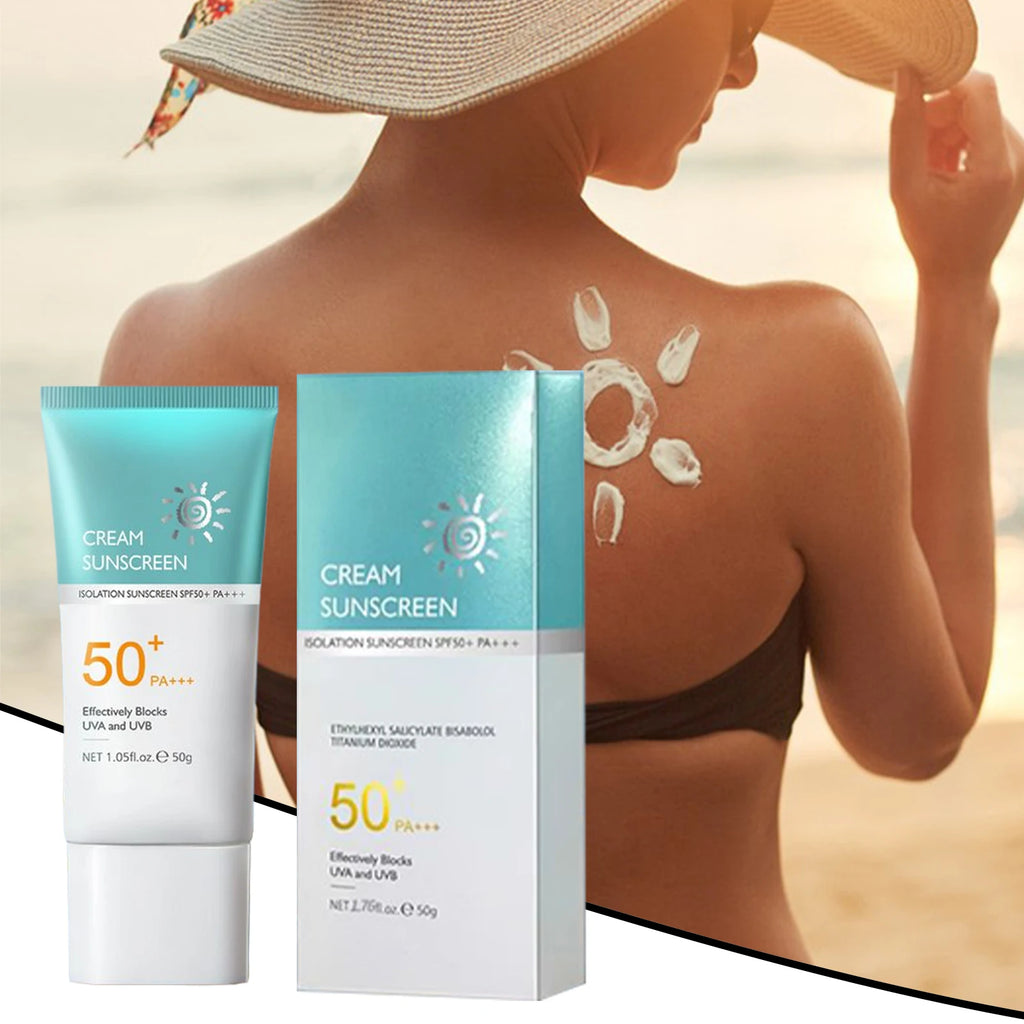 SPF50+ PA+++ Isolation Cream Sunscreen (50g) – Broad Spectrum UVA/UVB Daily UV Defense & Makeup Primer