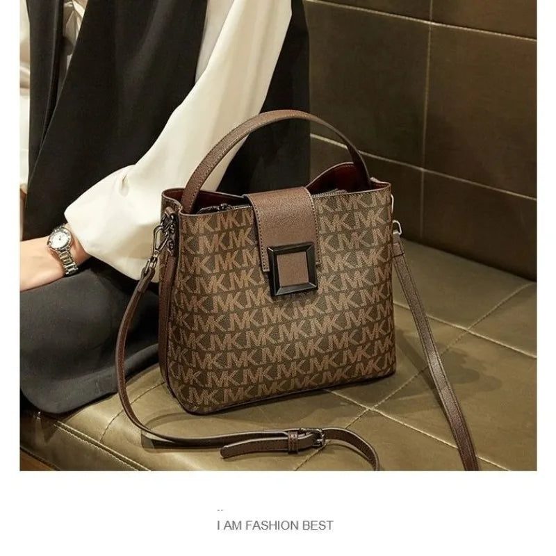 Vintage Monogram Bucket Bag – Elegant Crossbody & Top-Handle Shoulder Bag