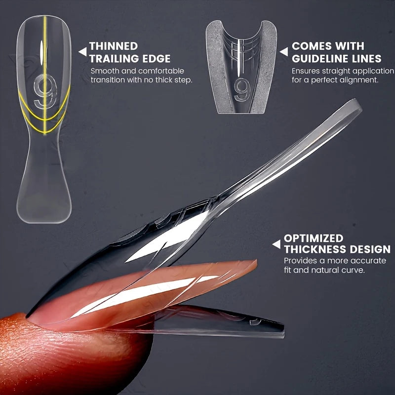 240pcs Sandwich-Style Dual Form Set for Nail Extension – Clear Top & Bottom Forms Kit