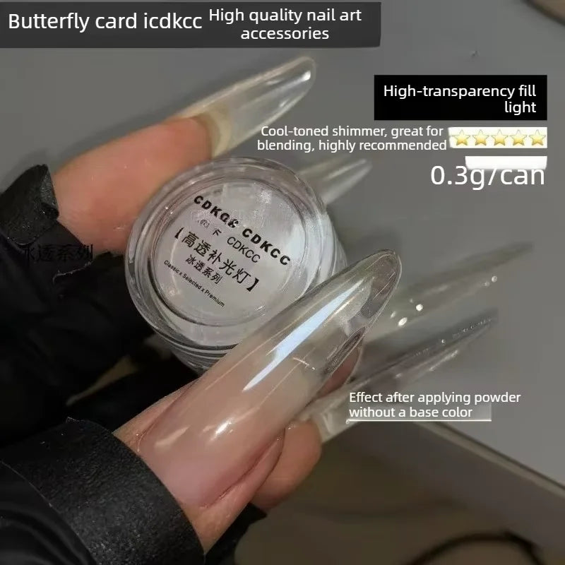 High-Transparency Moonlight Chrome Nail Powder – Icy Aurora Mirror Pigment for Nail Art