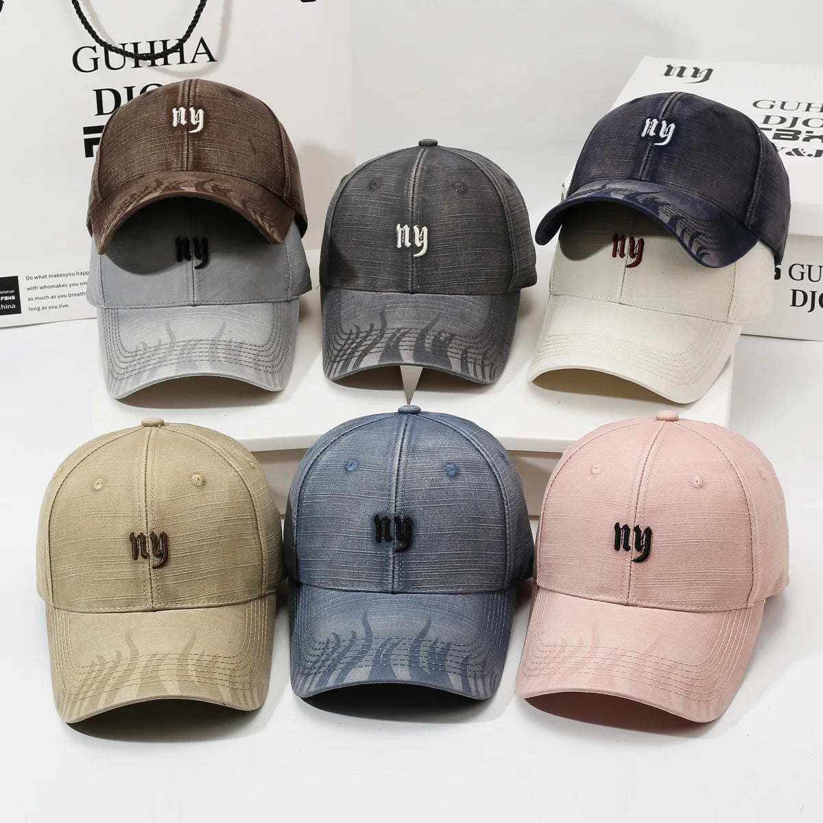 Vintage Washed Cotton Baseball Cap – Unisex Distressed Embroidered Streetwear Dad Hat
