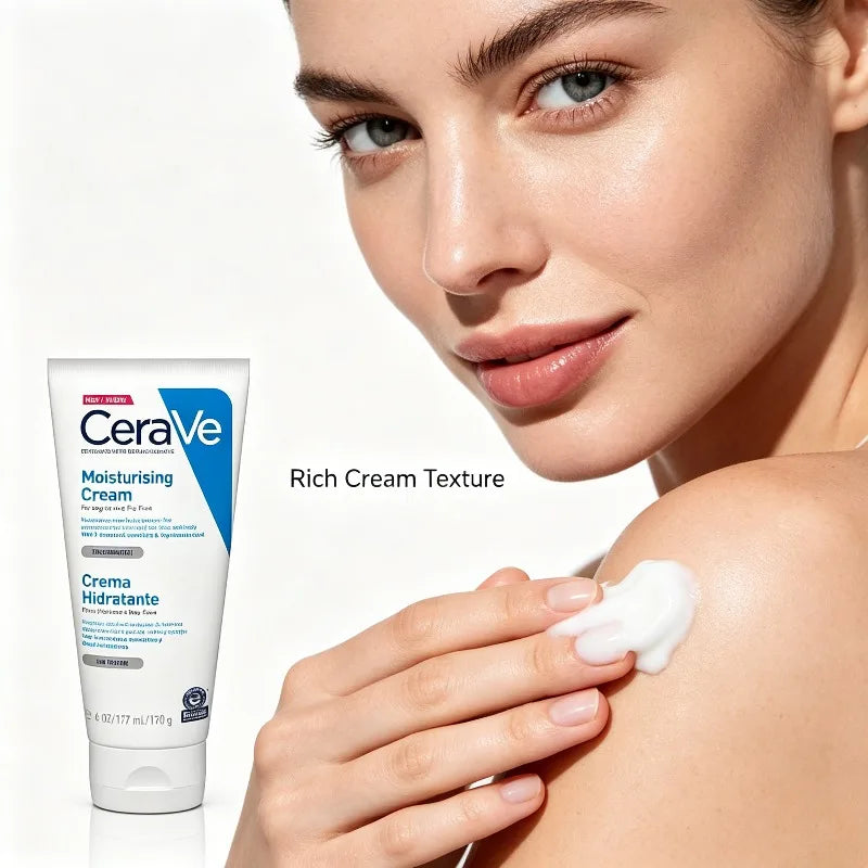 CeraVe Moisturising Cream for Dry to Very Dry Skin – Daily Face & Body Hydration with Ceramides & Hyaluronic Acid (177ml / 6 oz)