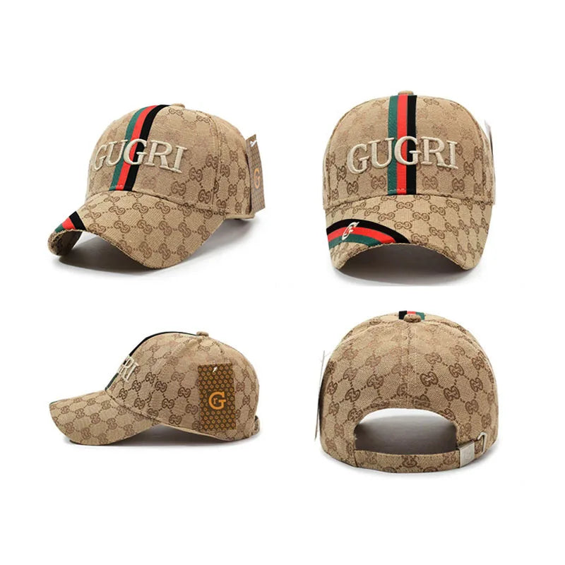 Designer Monogram Striped Baseball Cap – Unisex 3D Embroidered Luxury Streetwear Hat