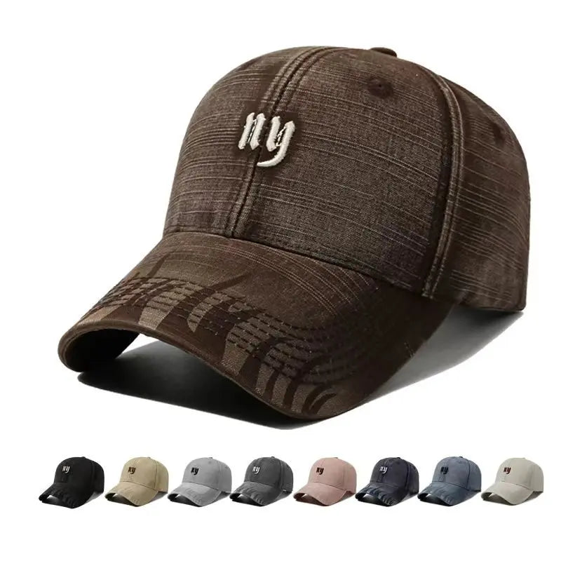 Vintage Washed Cotton Baseball Cap – Unisex Distressed Embroidered Streetwear Dad Hat
