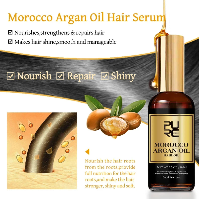 PURC Morocco Argan Oil Hair Care Set - Restorative Shampoo, Conditioner, Mask & Serum