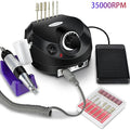 Professional 35000 RPM Electric Nail Drill Machine Set with Foot Pedal & 6 Metal Bits