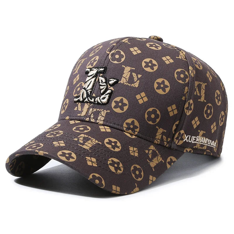 Monogram Print Luxury Baseball Cap – Unisex Fashion Sun Hat