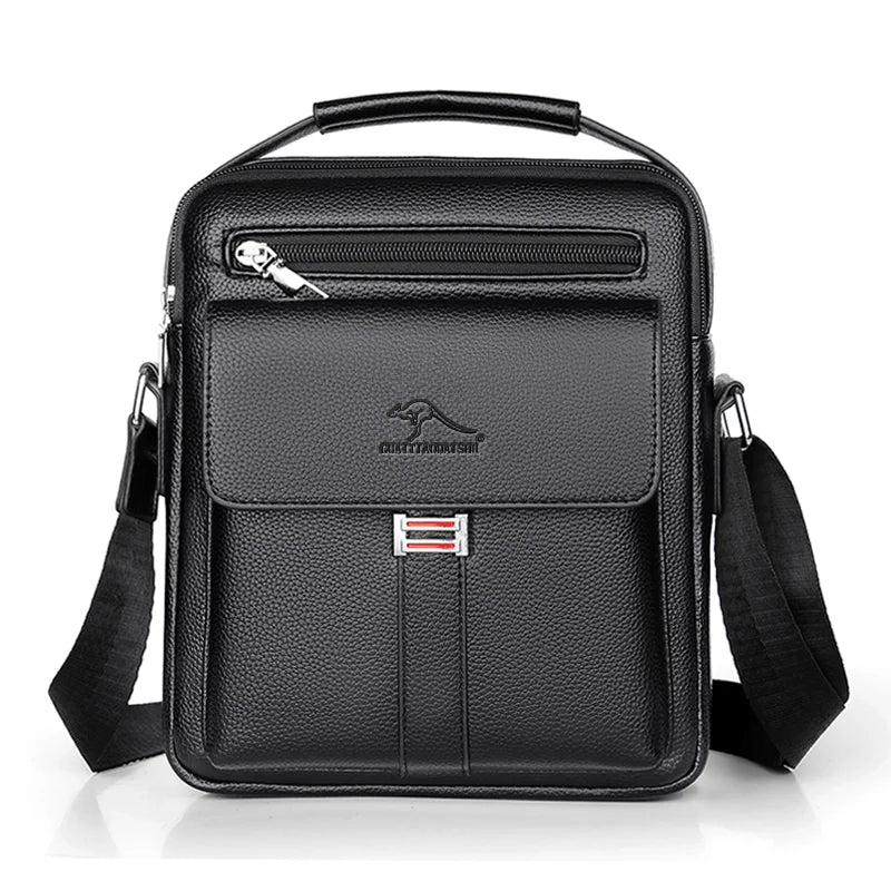 Men's Leather Crossbody Shoulder Bag – Classic Top-Handle Messenger Bag for Daily Business & Travel