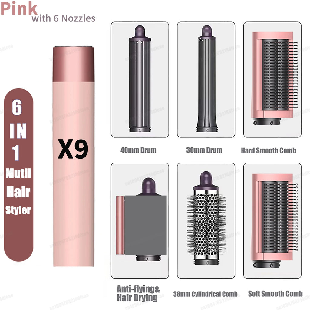 6-in-1 Air Styler & Hair Dryer Multi-Styler Set – Professional Coanda Airflow Curling, Straightening & Volumizing Tool