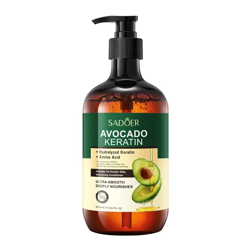 SADOER Avocado Keratin Oil-Control Volumizing Shampoo (500ml) – Amino Acid Scalp Cleanser for Greasy Hair, Root Lift & Frizz Repair