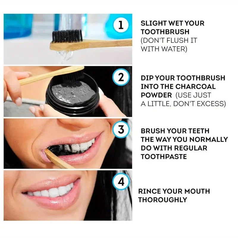 EEHOE™ Activated Coconut Charcoal Teeth Whitening Powder – Natural Stain Removal & Fresh Breath (30g)