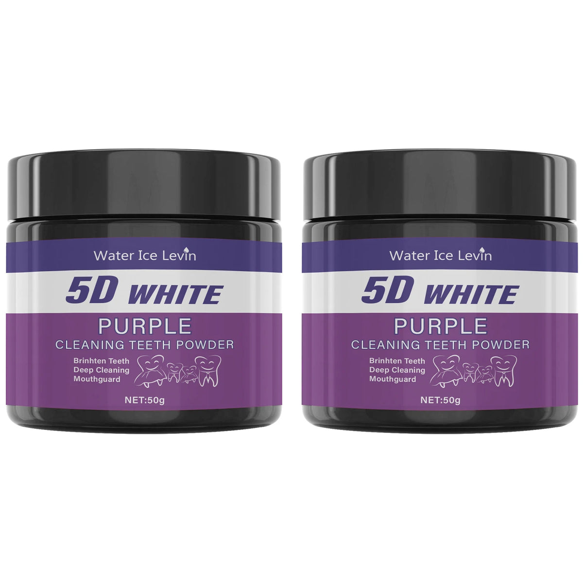 5D White Purple Teeth Whitening Powder – Color Correcting Stain Remover & Breath Freshener (50g)