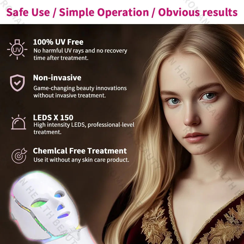 7-Color LED Face & Neck Beauty Mask – Professional At-Home Photon Therapy & Microcurrent Device