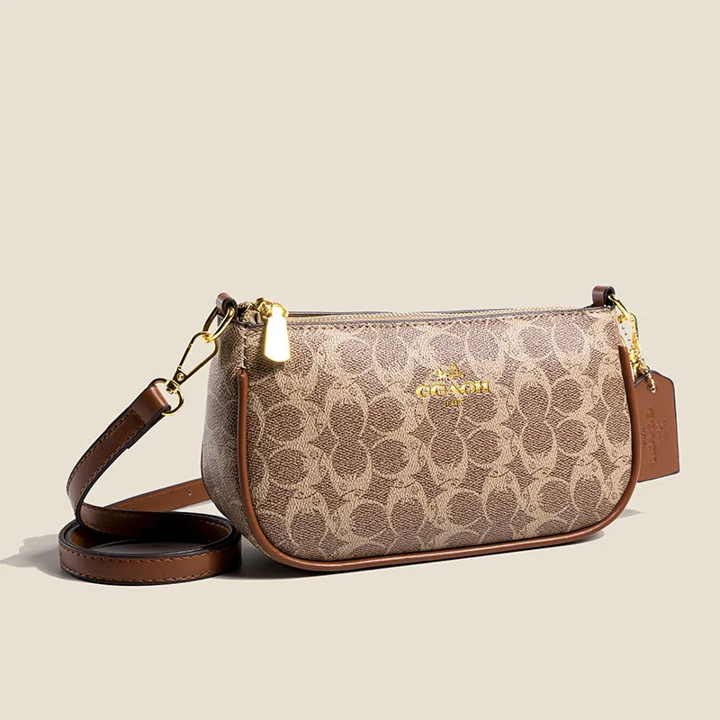 Signature Monogram Mini Shoulder Bag with Gold Chain Strap & Crossbody Option