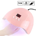 Professional 54W / 36W Pink UV LED Nail Lamp - Portable USB Phototherapy Machine for Gel Polish with HD Digital Timer