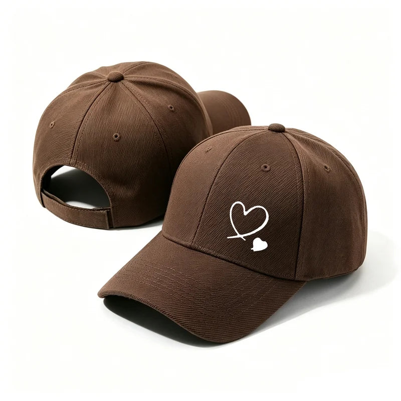 Minimalist Double Heart Embroidered Baseball Cap – Unisex Adjustable Cotton Dad Hat