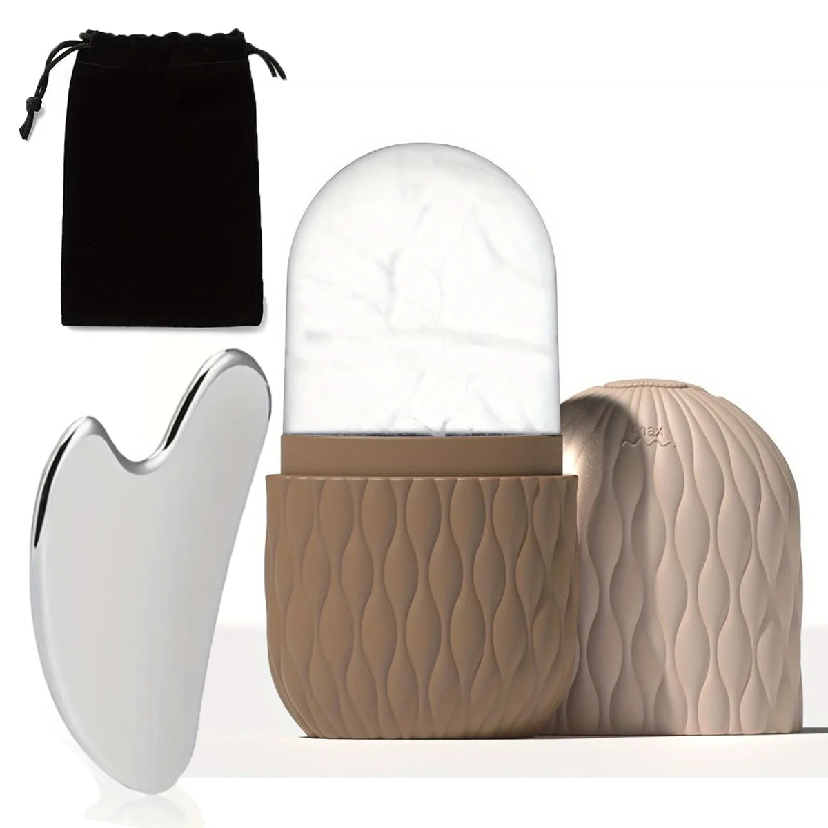 Silicone Ice Face Roller & Stainless Steel Gua Sha Set – Cryotherapy Facial Massager for Puffiness, Eye Edema & Jawline Sculpting