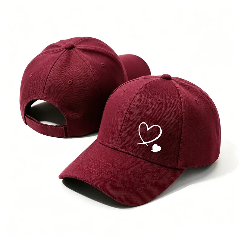 Minimalist Double Heart Embroidered Baseball Cap – Unisex Adjustable Cotton Dad Hat