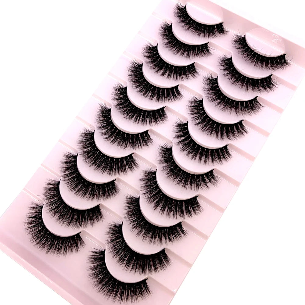 AMSDEN® 10 Pairs Dramatic Volume Faux Mink Eyelashes - Fluffy & Wispy False Lashes Bulk Pack