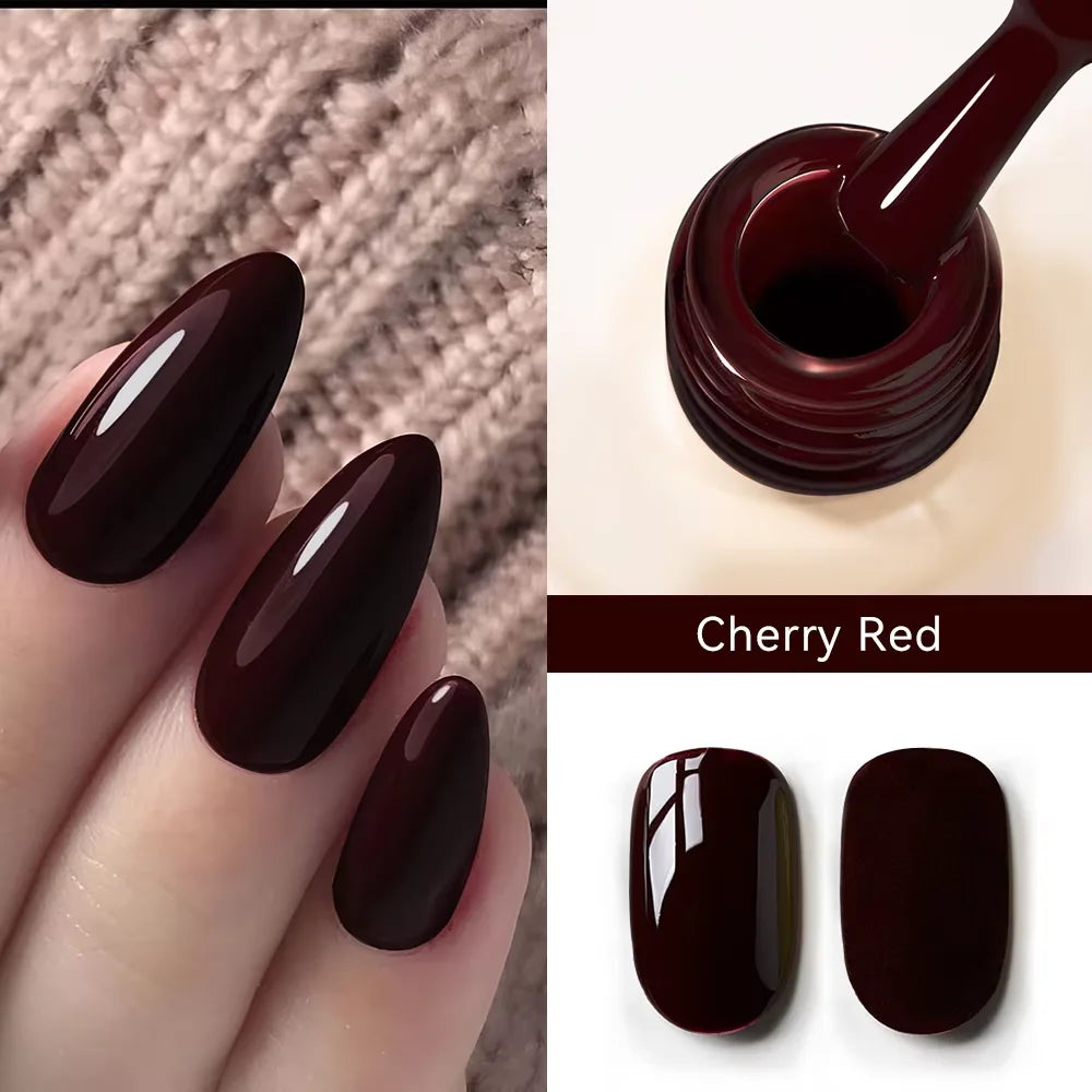 Premium Deep Cherry Red Gel Nail Polish - Long-Lasting & High-Gloss Finish